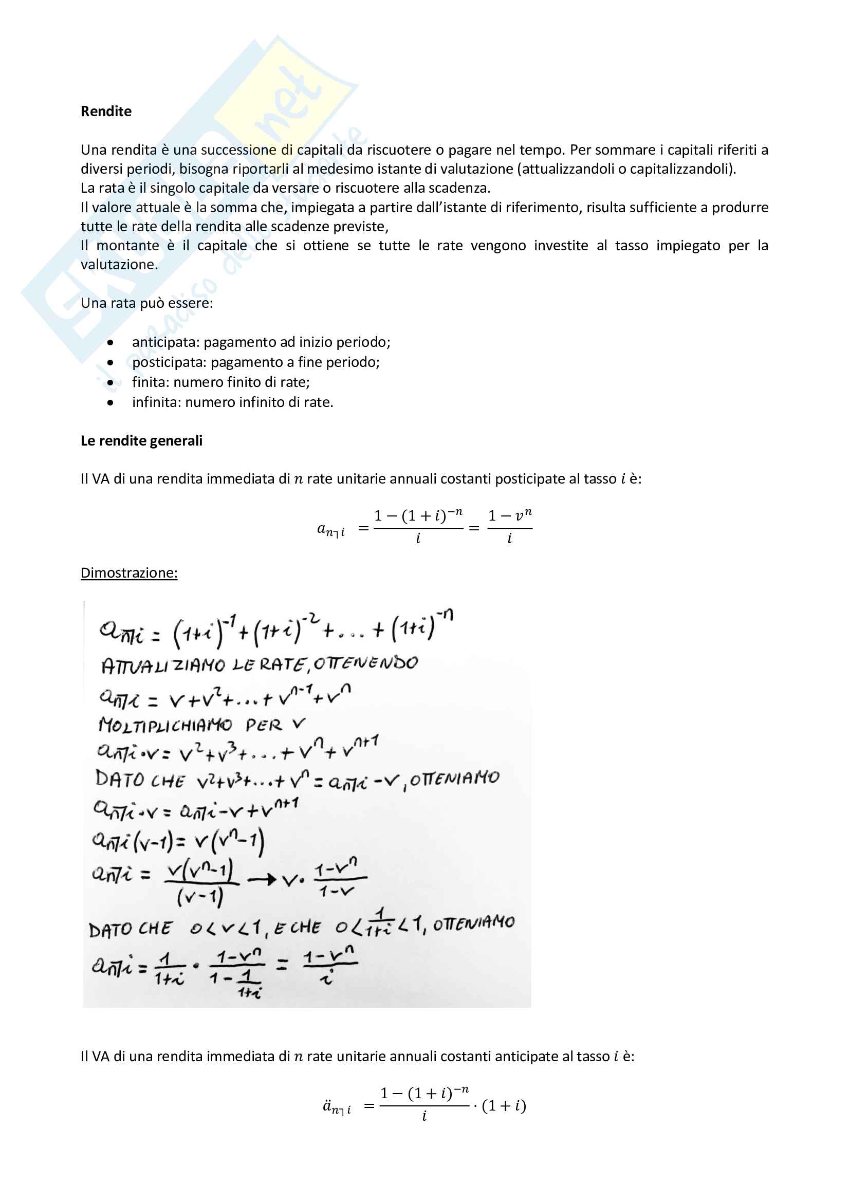 Riassunto esame Matematica Finanziaria, prof. Rossello, Lo Cascio, Greco, aggiornato 07/2018 Pag. 6