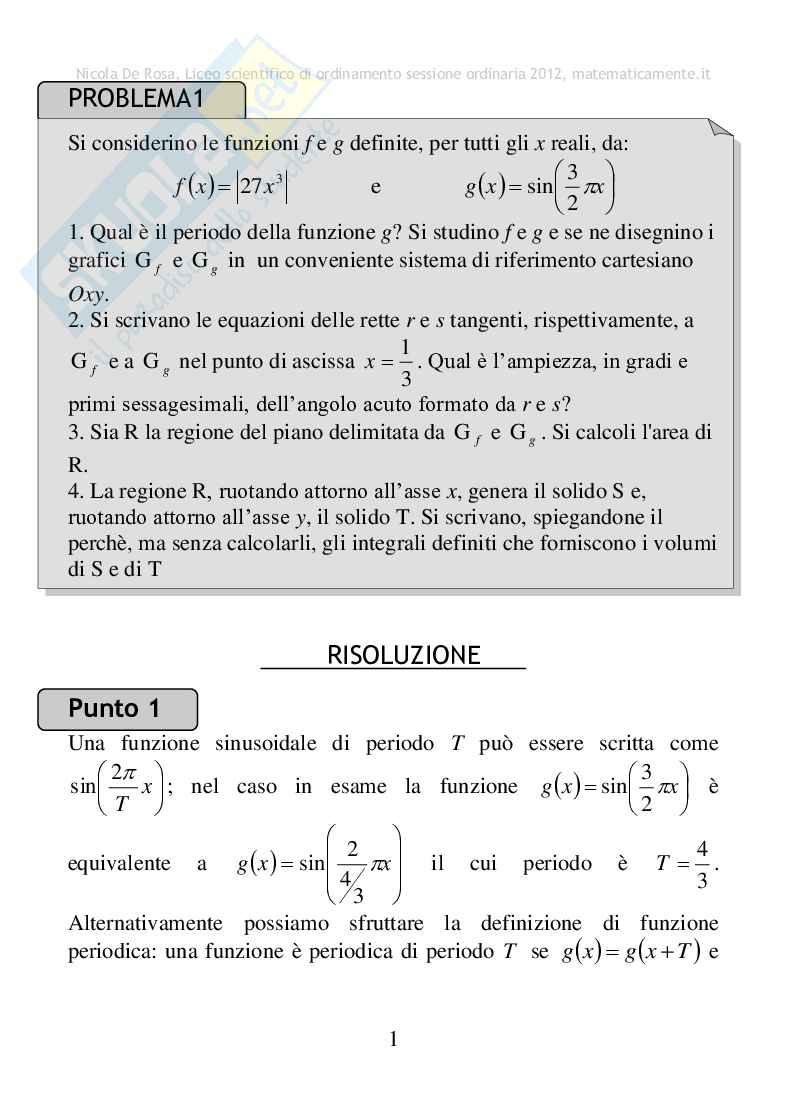 2012 - Liceo scientifco di ordinamento, sessione ordinaria Pag. 1