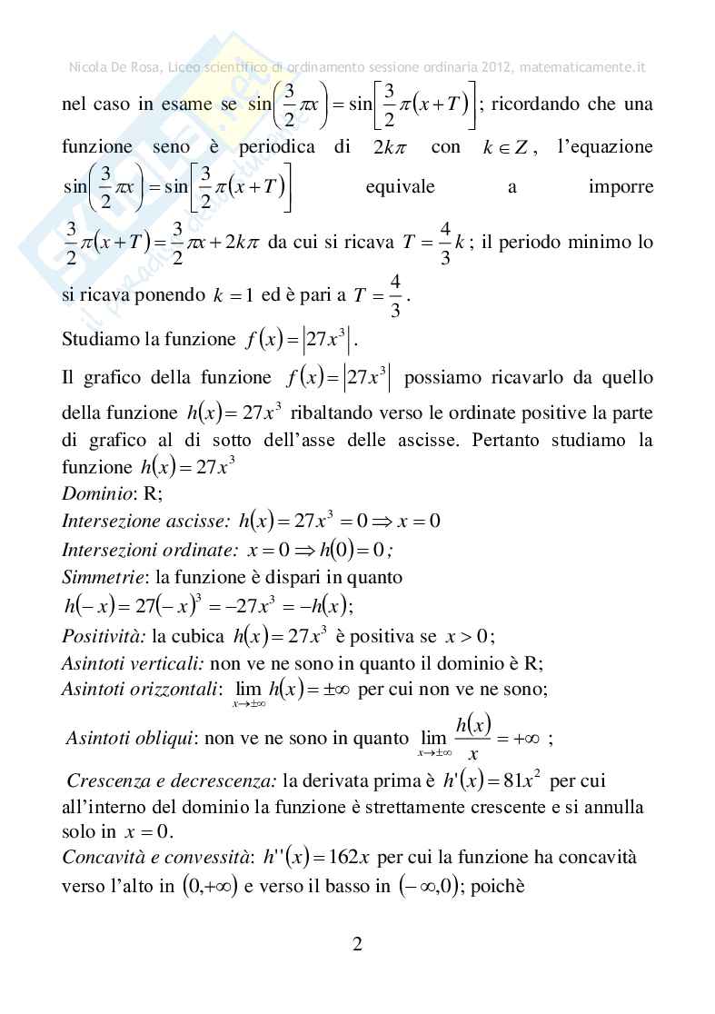 2012 - Liceo scientifco di ordinamento, sessione ordinaria Pag. 2