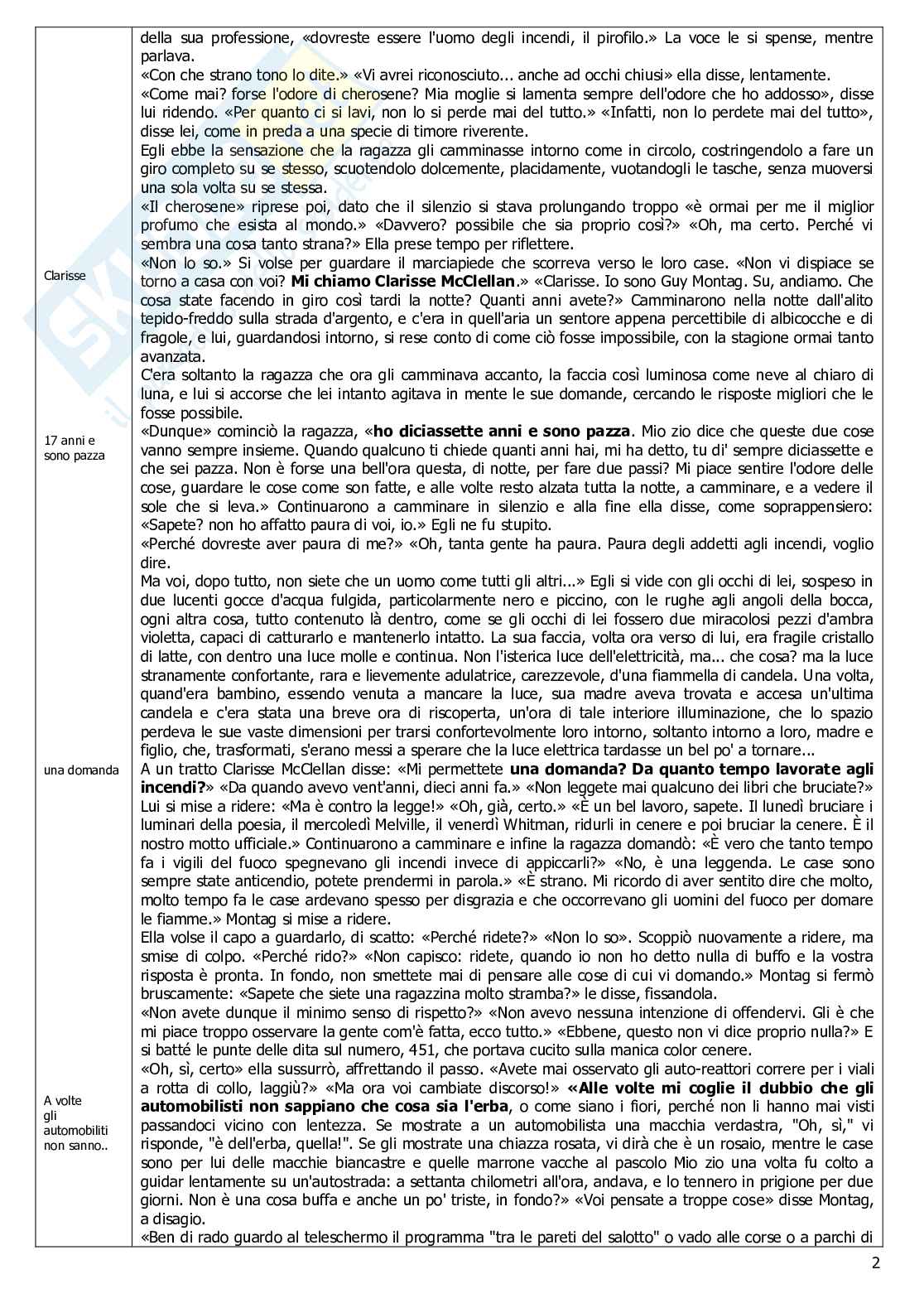 Riassunto esame Letteratura e Cinema, Prof. Motta Giovanna, libro consigliato Fahrenheit, Bradbury Pag. 2