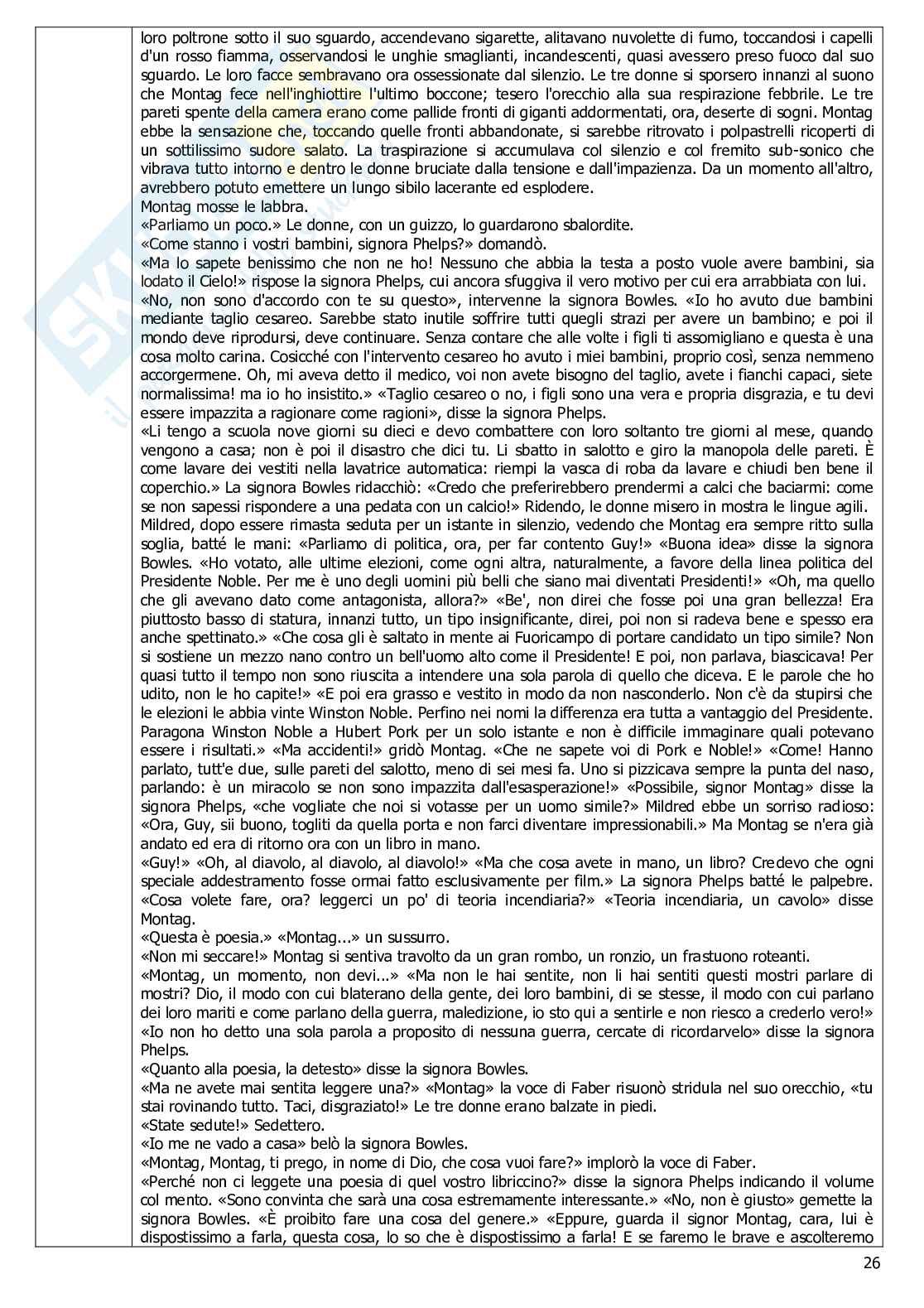 Riassunto esame Letteratura e Cinema, Prof. Motta Giovanna, libro consigliato Fahrenheit, Bradbury Pag. 26