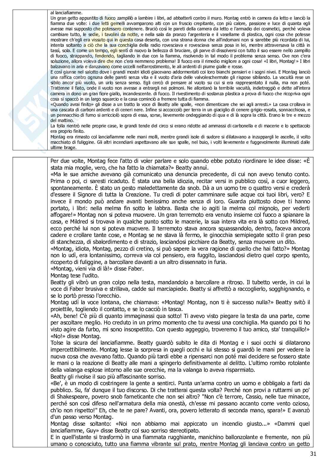 Riassunto esame Letteratura e Cinema, Prof. Motta Giovanna, libro consigliato Fahrenheit, Bradbury Pag. 31