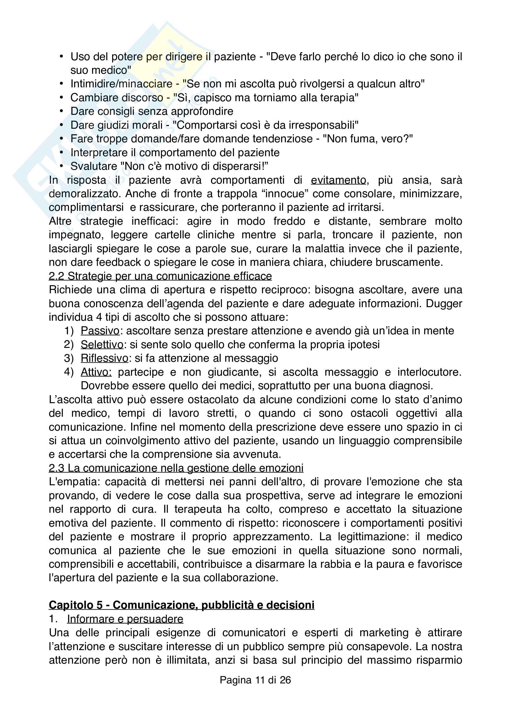 Riassunto esame Psicologia della Comunicazione, Prof. Moderato, libro consigliato Interazioni del comunicare Pag. 11