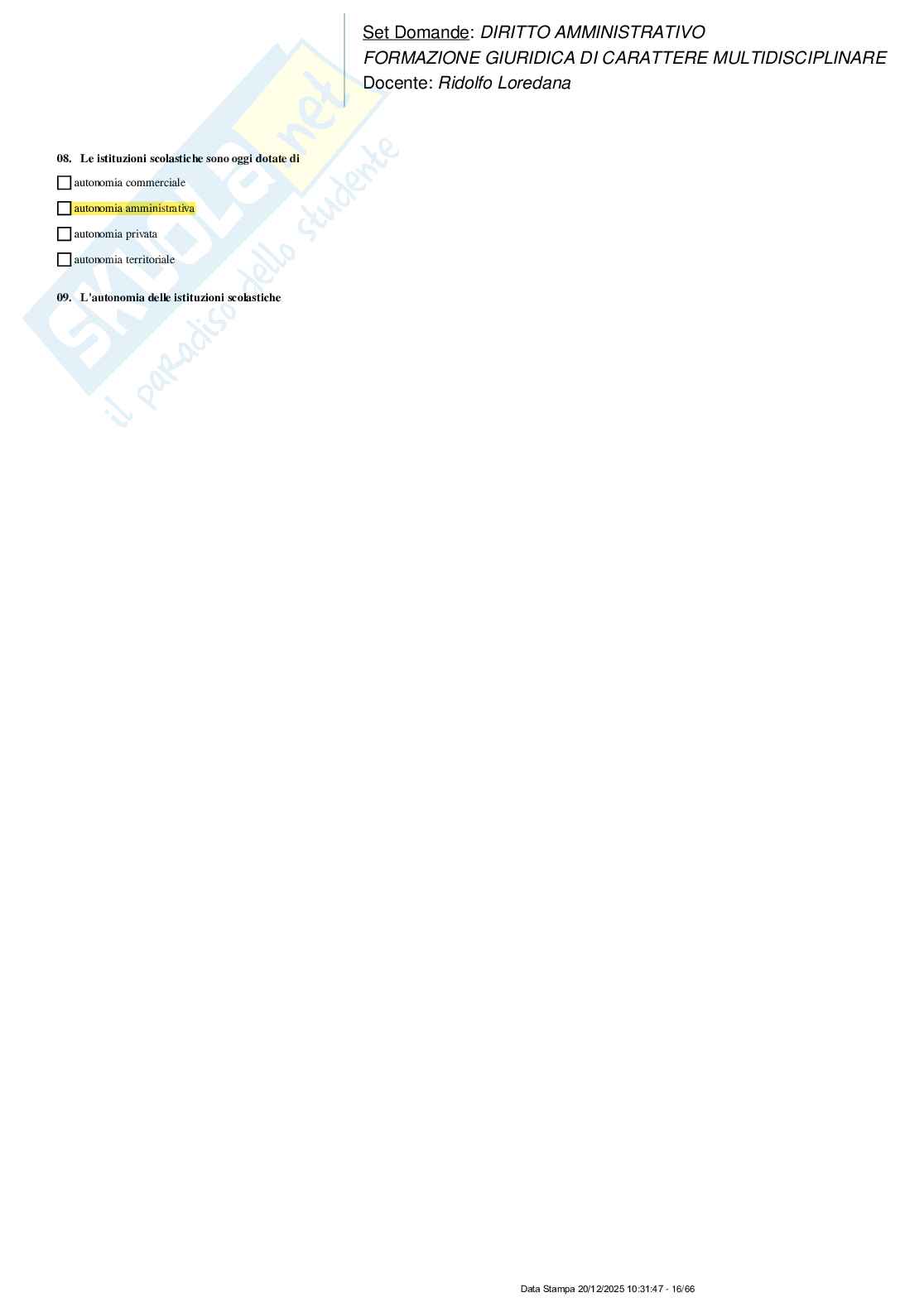 Paniere nuovo di Diritto amministrativo  Pag. 16