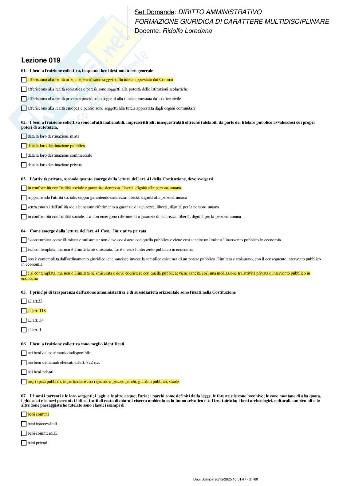 Paniere nuovo di Diritto amministrativo  Pag. 21