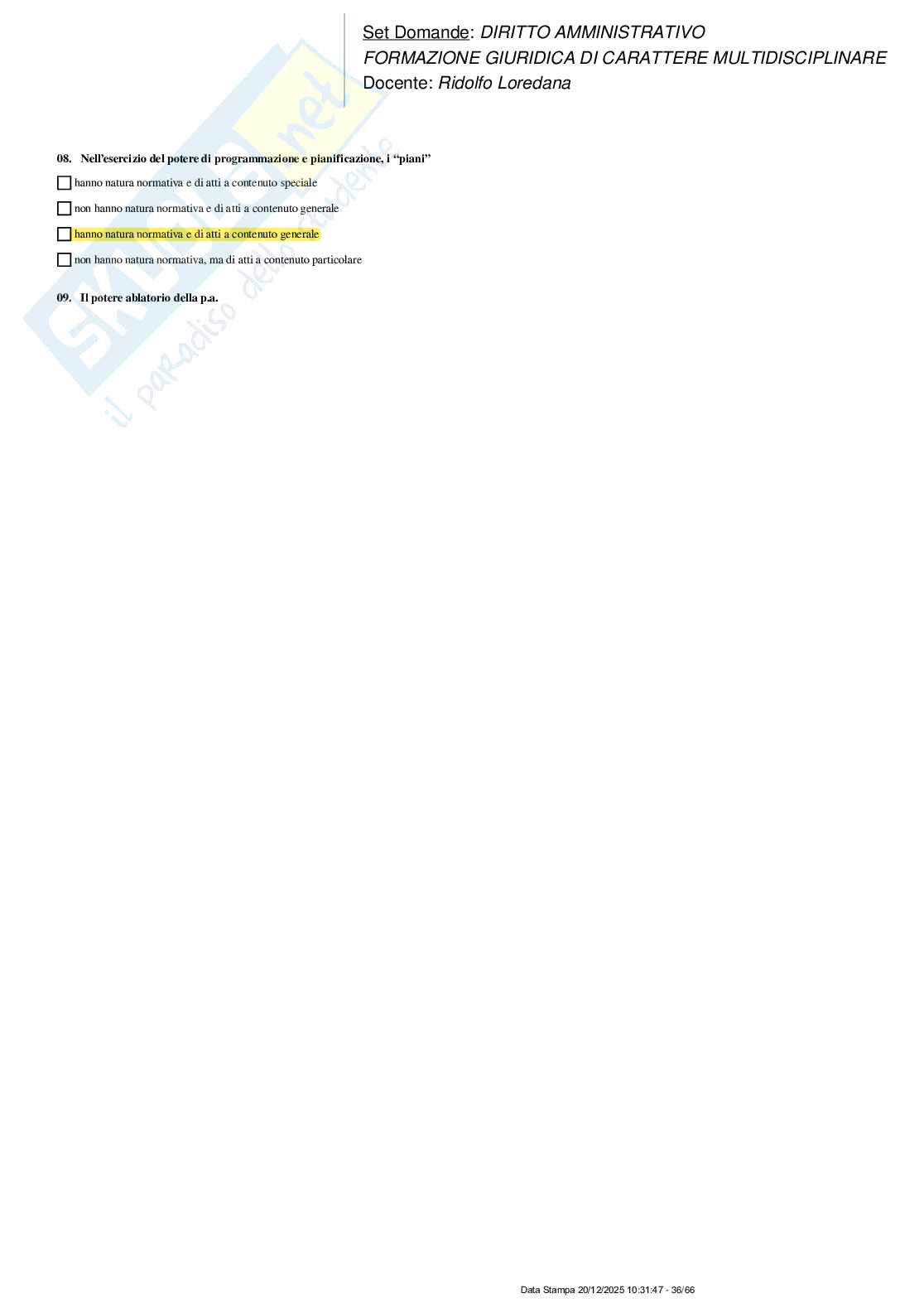 Paniere nuovo di Diritto amministrativo  Pag. 36