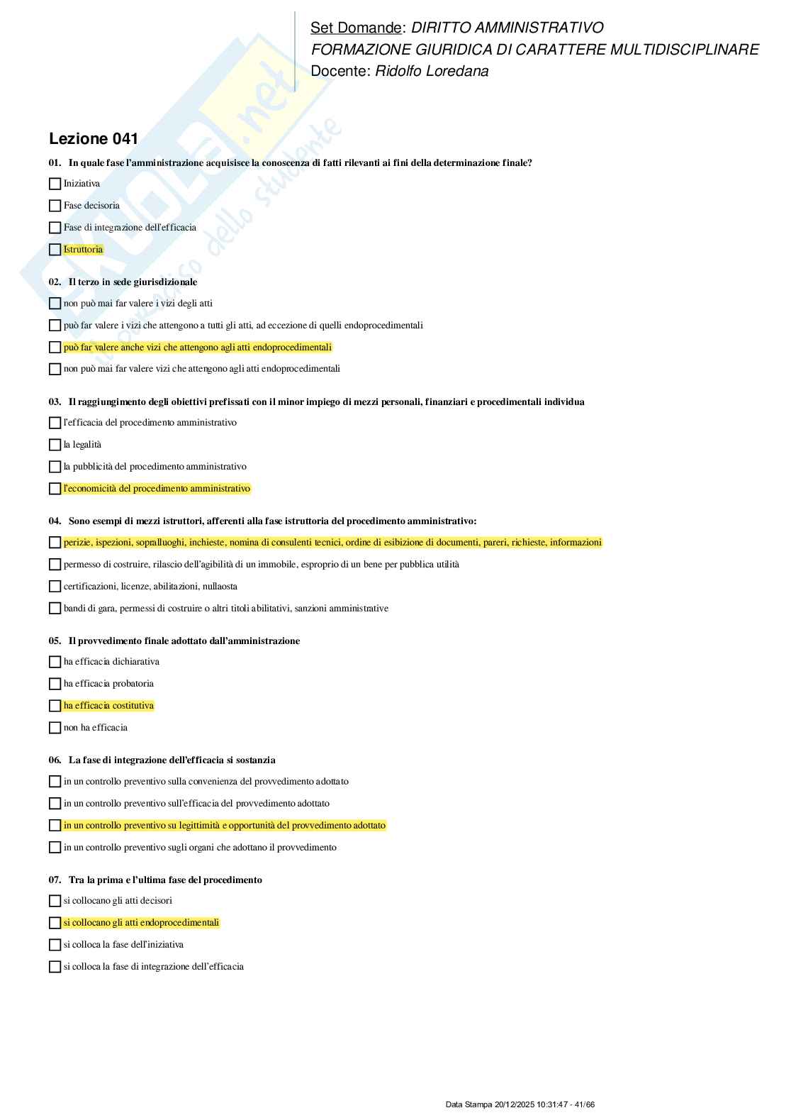 Paniere nuovo di Diritto amministrativo  Pag. 41