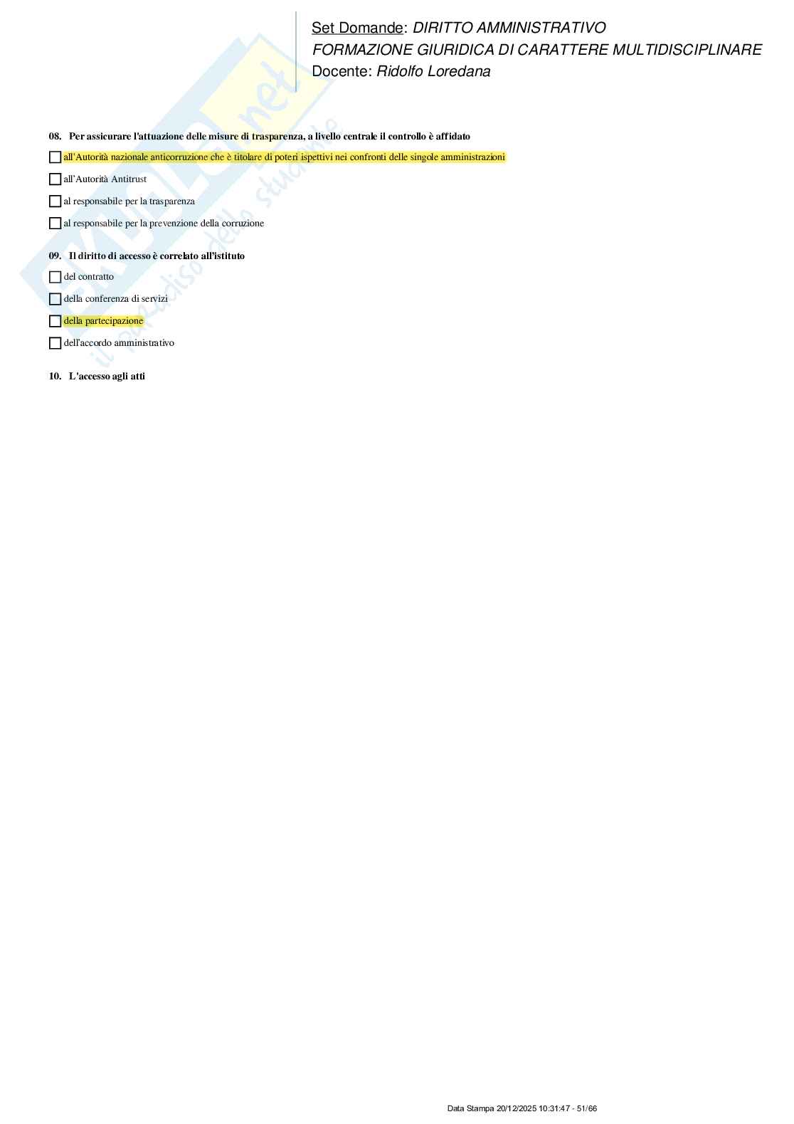 Paniere nuovo di Diritto amministrativo  Pag. 51