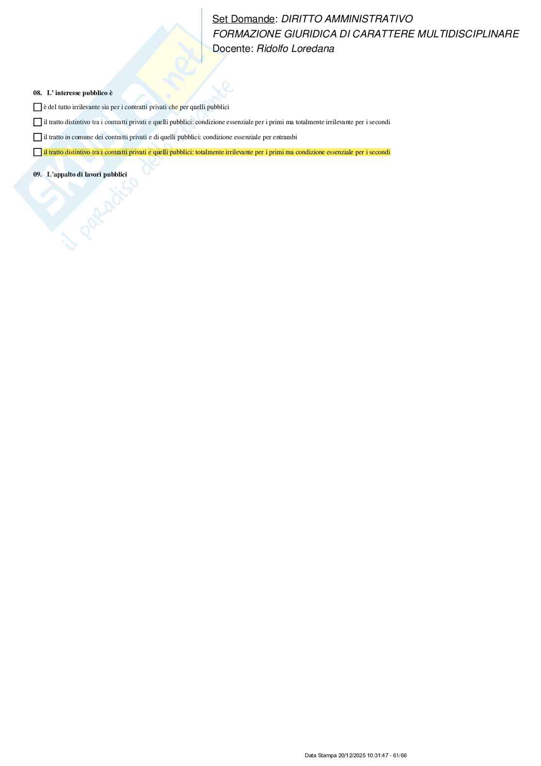 Paniere nuovo di Diritto amministrativo  Pag. 61