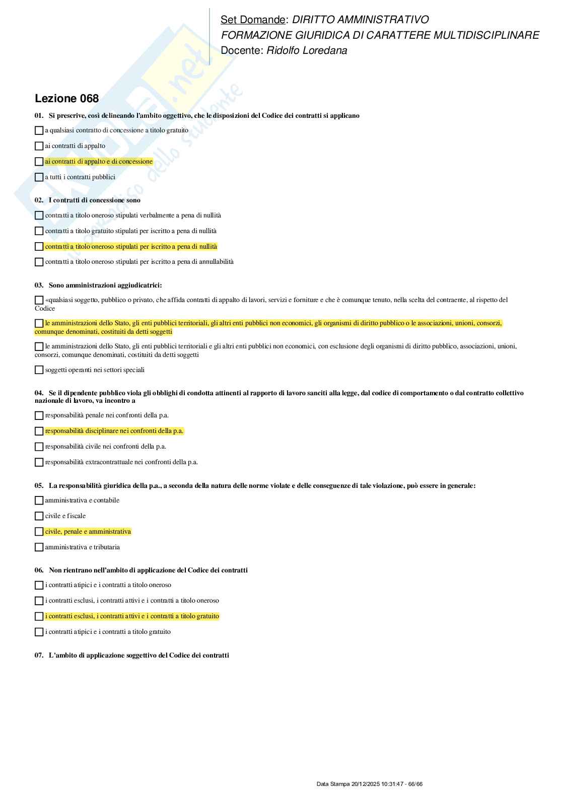 Paniere nuovo di Diritto amministrativo  Pag. 66