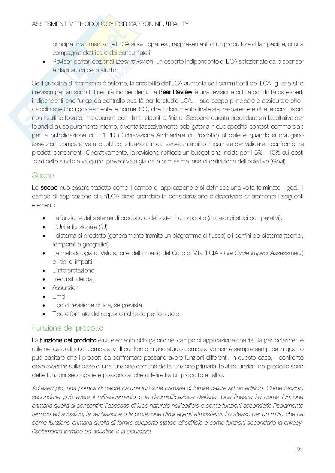Assessment methodology for carbon neutrality - Appunti in italiano Pag. 21