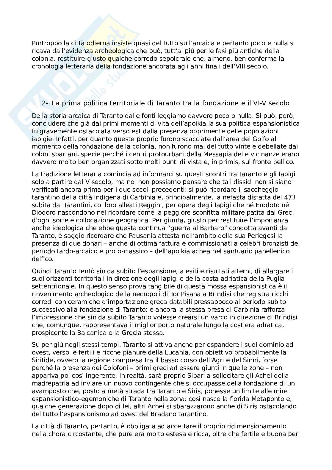 Riassunto esame Archeologia della Magna Grecia, Prof. D'acunto Matteo, libro consigliato Archeologia della colonizzazione greca, La Torre Pag. 2