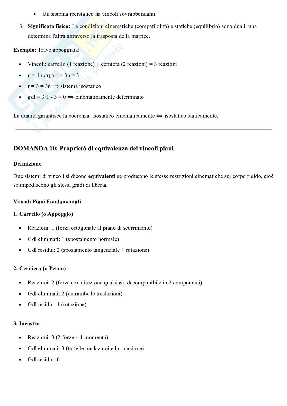 Tutte le domande teoriche di Statica – Risposte complete da esame, appunti di Statica Pag. 11