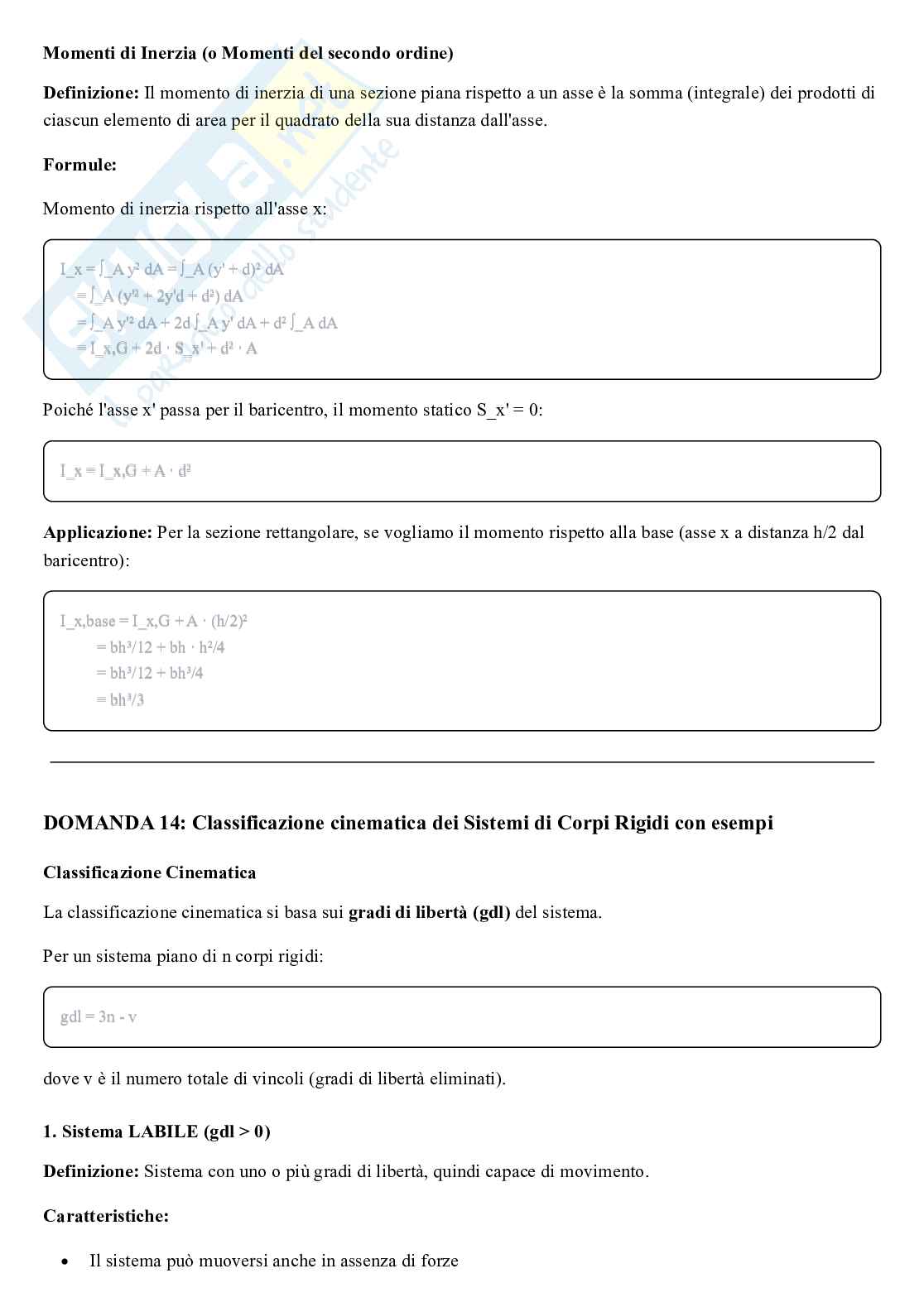 Tutte le domande teoriche di Statica – Risposte complete da esame, appunti di Statica Pag. 16