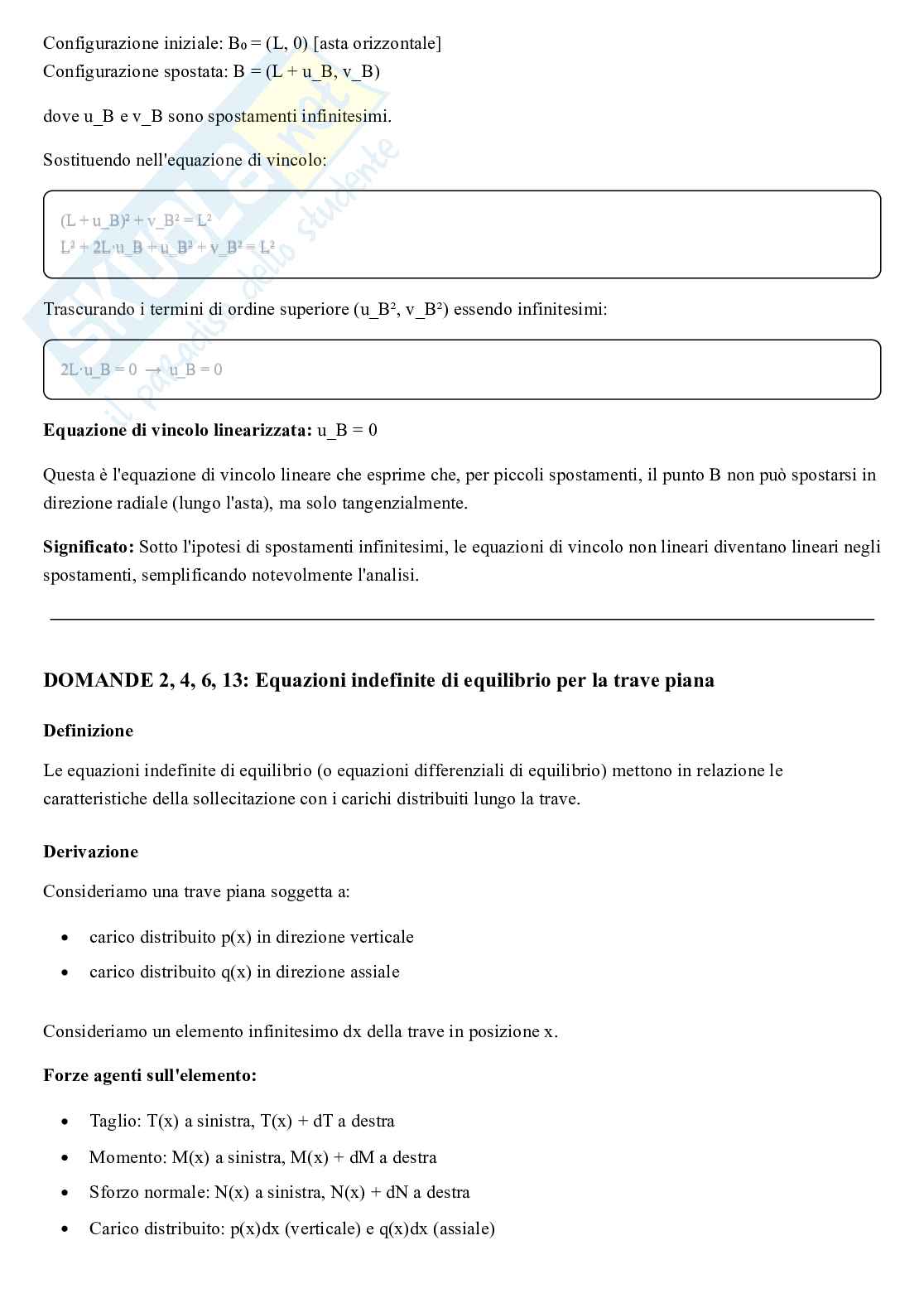 Tutte le domande teoriche di Statica – Risposte complete da esame, appunti di Statica Pag. 2