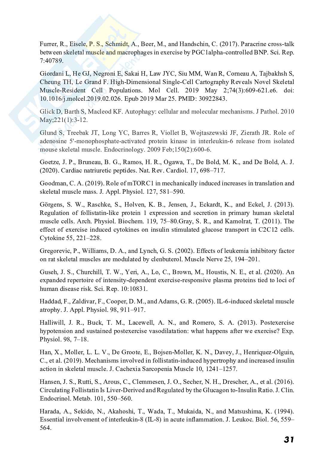 Ruolo del secretoma muscolare in condizioni fisiologiche e patologiche ​ Pag. 31