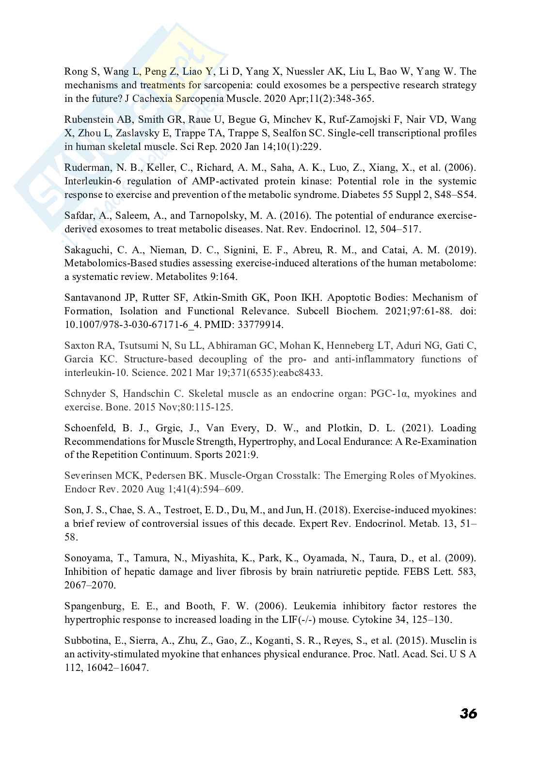 Ruolo del secretoma muscolare in condizioni fisiologiche e patologiche ​ Pag. 36