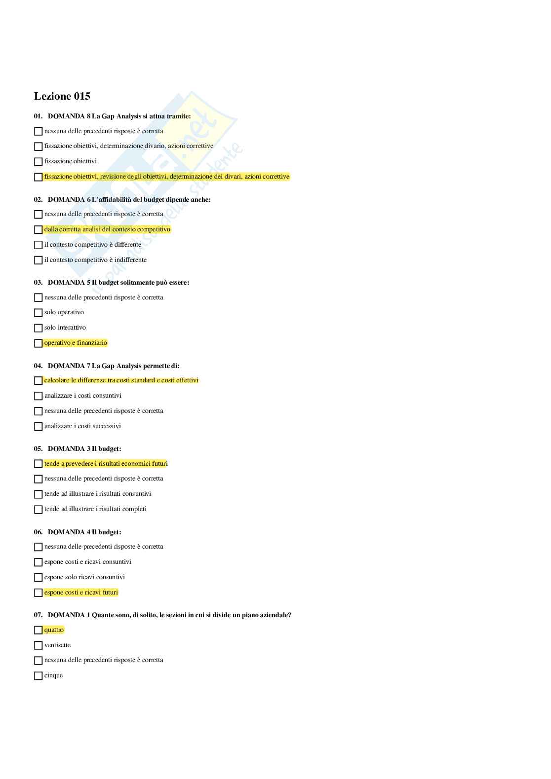 Paniere Gestione delle imprese e marketing - Risposte multiple - aggiornato (2026) Pag. 21