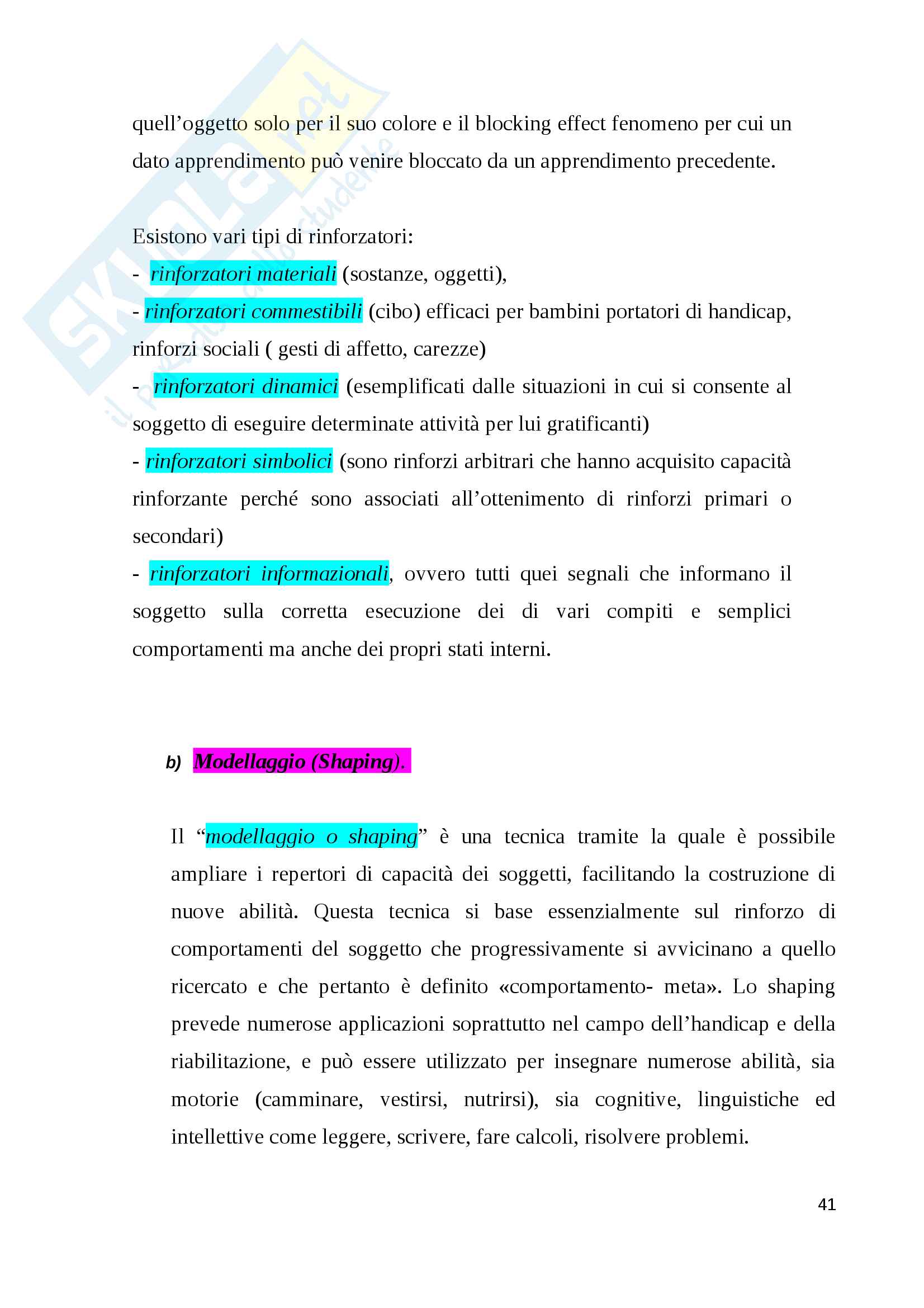 Riassunto esame interventi psicoeducativi del ciclo di vita, Prof. Cuzzocrea, libro consigliato Mente e comportamento Pag. 41