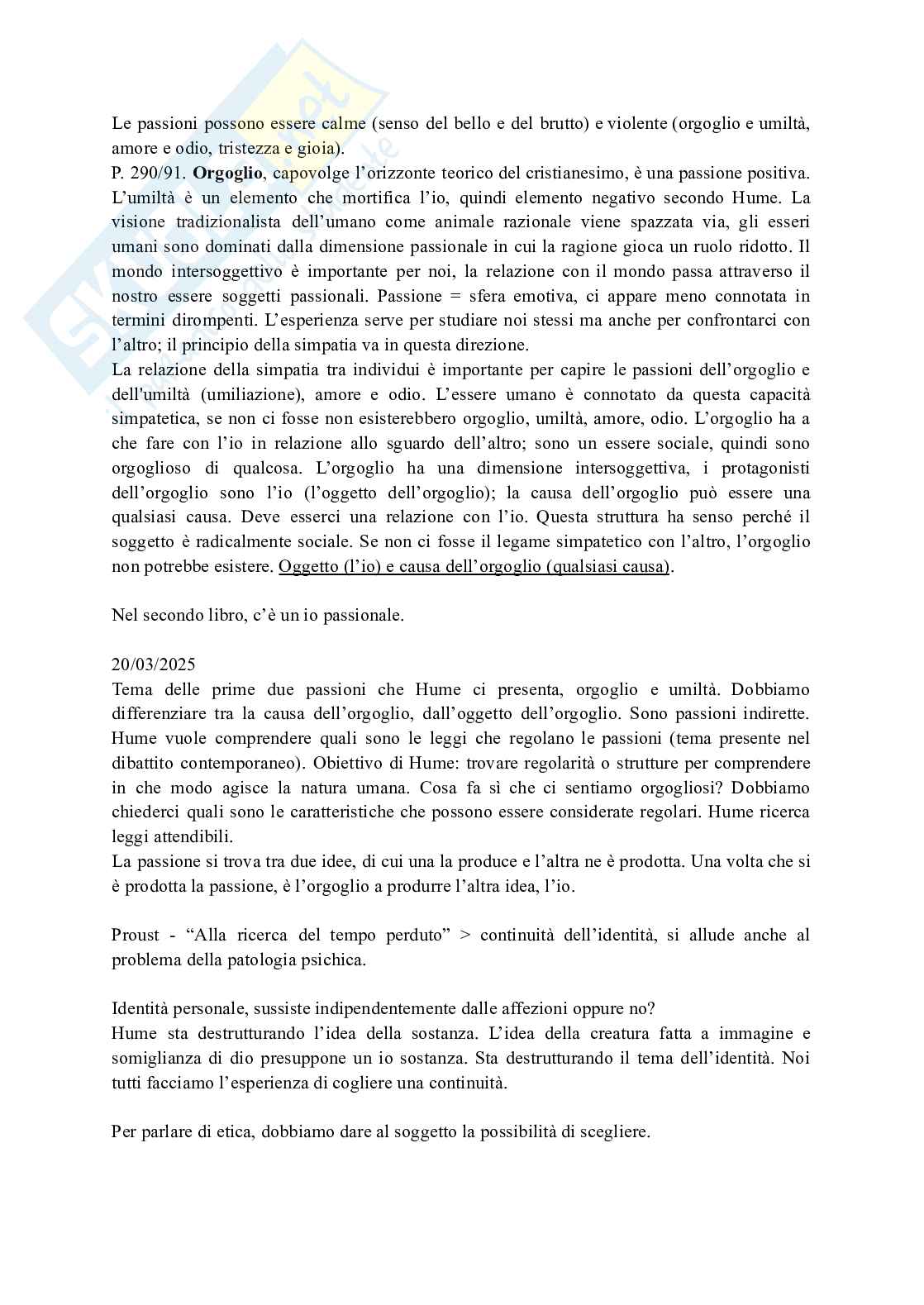 Riassunto esame Storia della filosofia morale, Prof. Papparo Felice Ciro, libro consigliato Trattato sulla Natura Umana - La Fondazione della metafisica dei costumi , Hume, Kant  Pag. 16