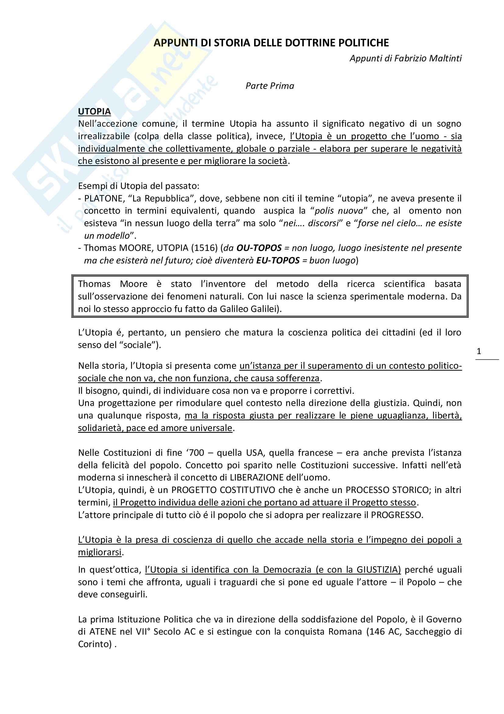 Varie Lezioni Appunti Di Storia Delle Dottrine Politiche - 