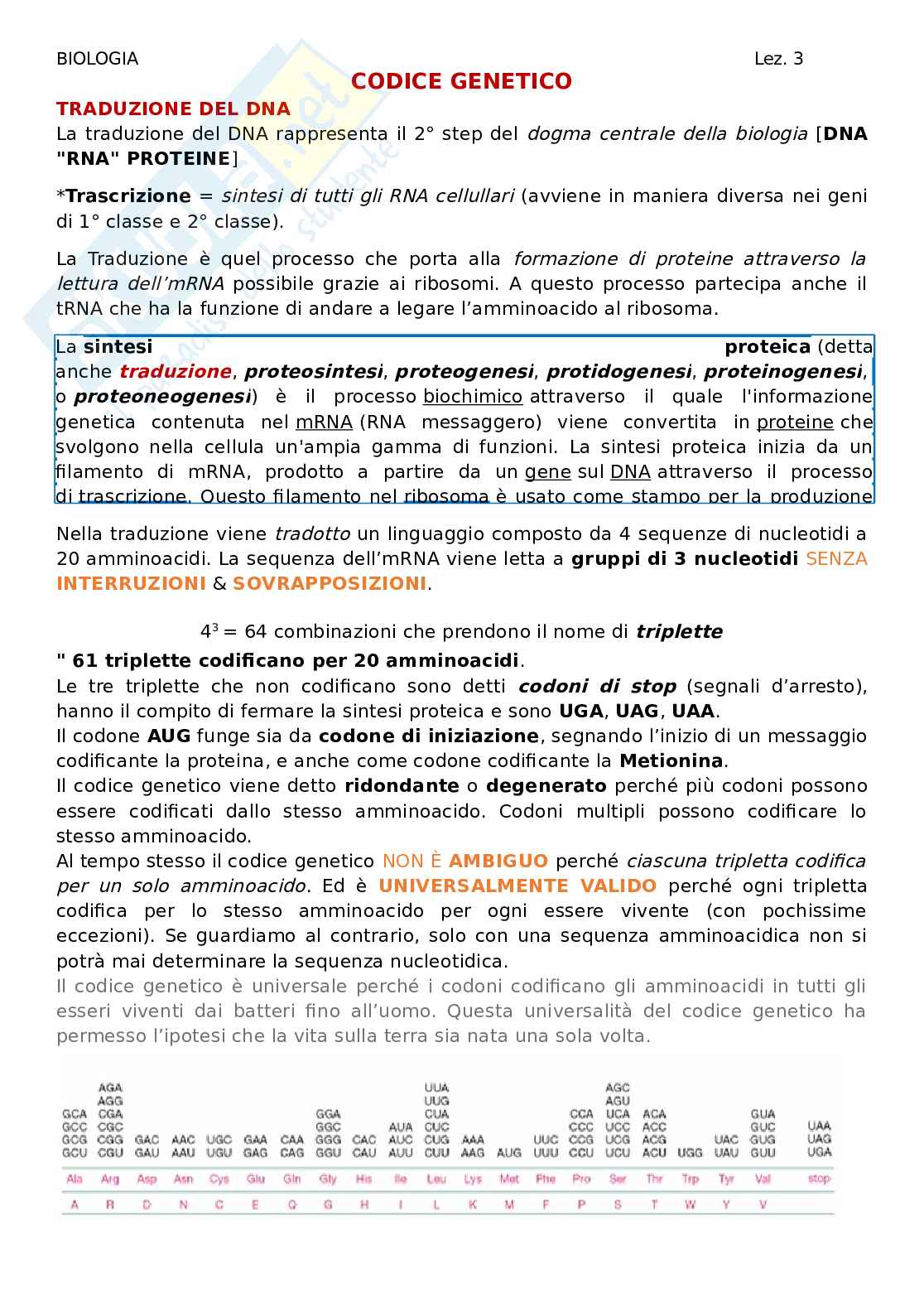 Biologia - lezione 3 Pag. 1