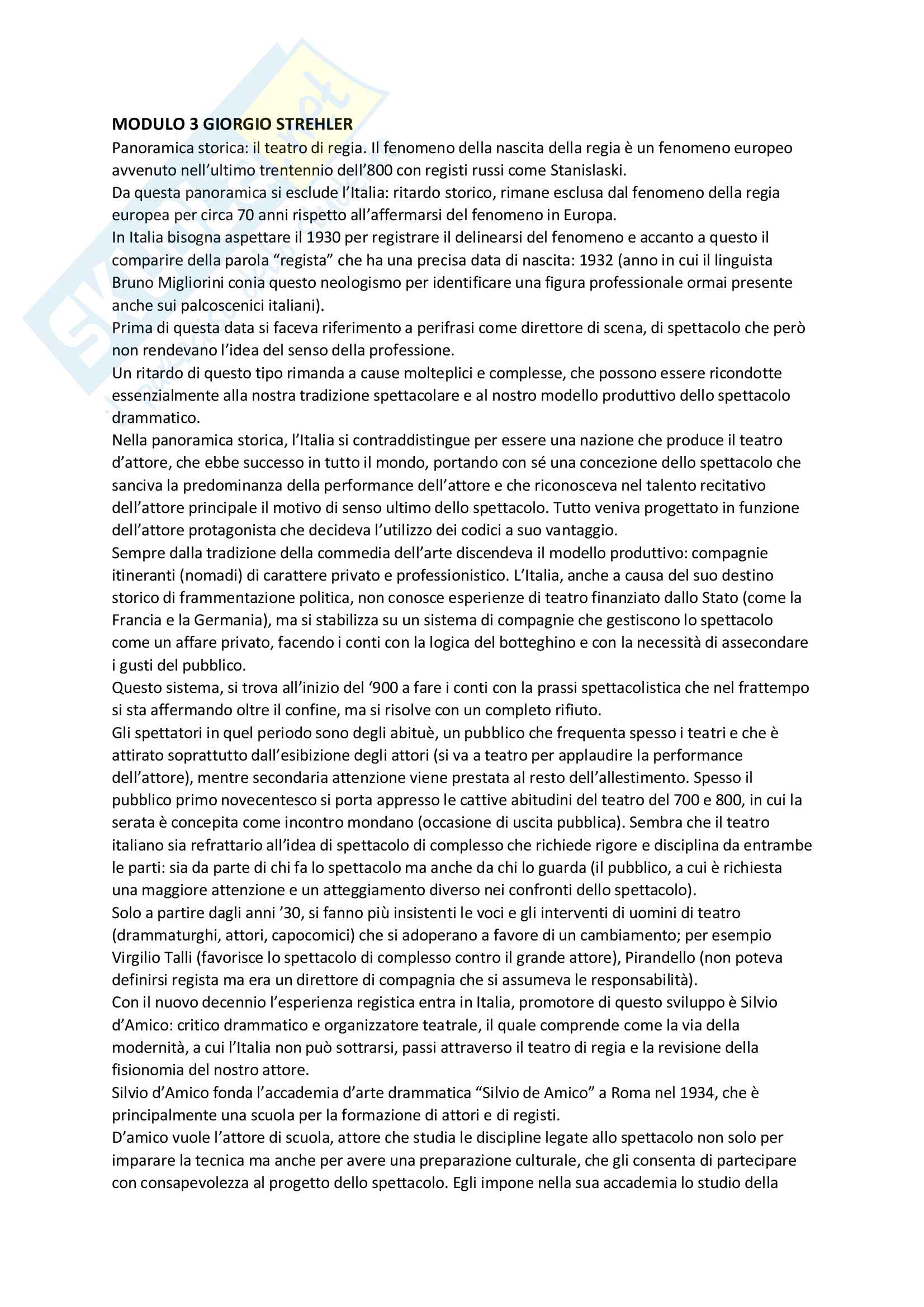 Storia del teatro e spettacolo modulo C Pag. 1