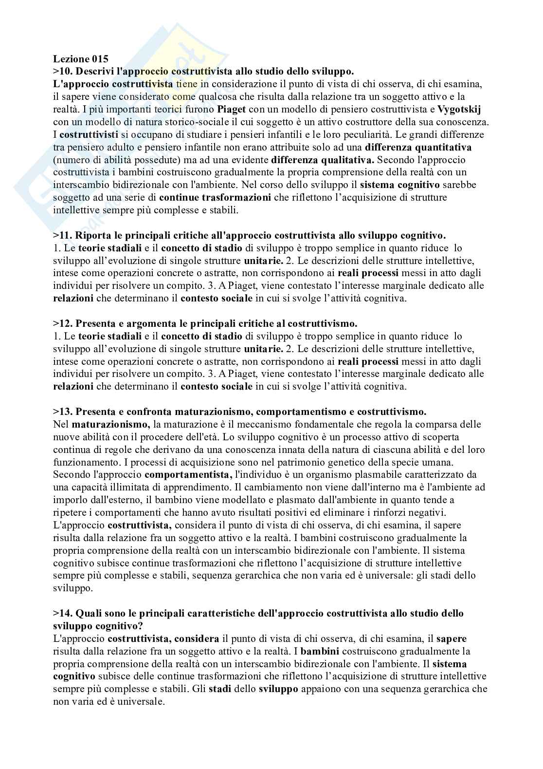 Paniere Psicologia dello sviluppo e psicologia dell'educazione, domande Pag. 21