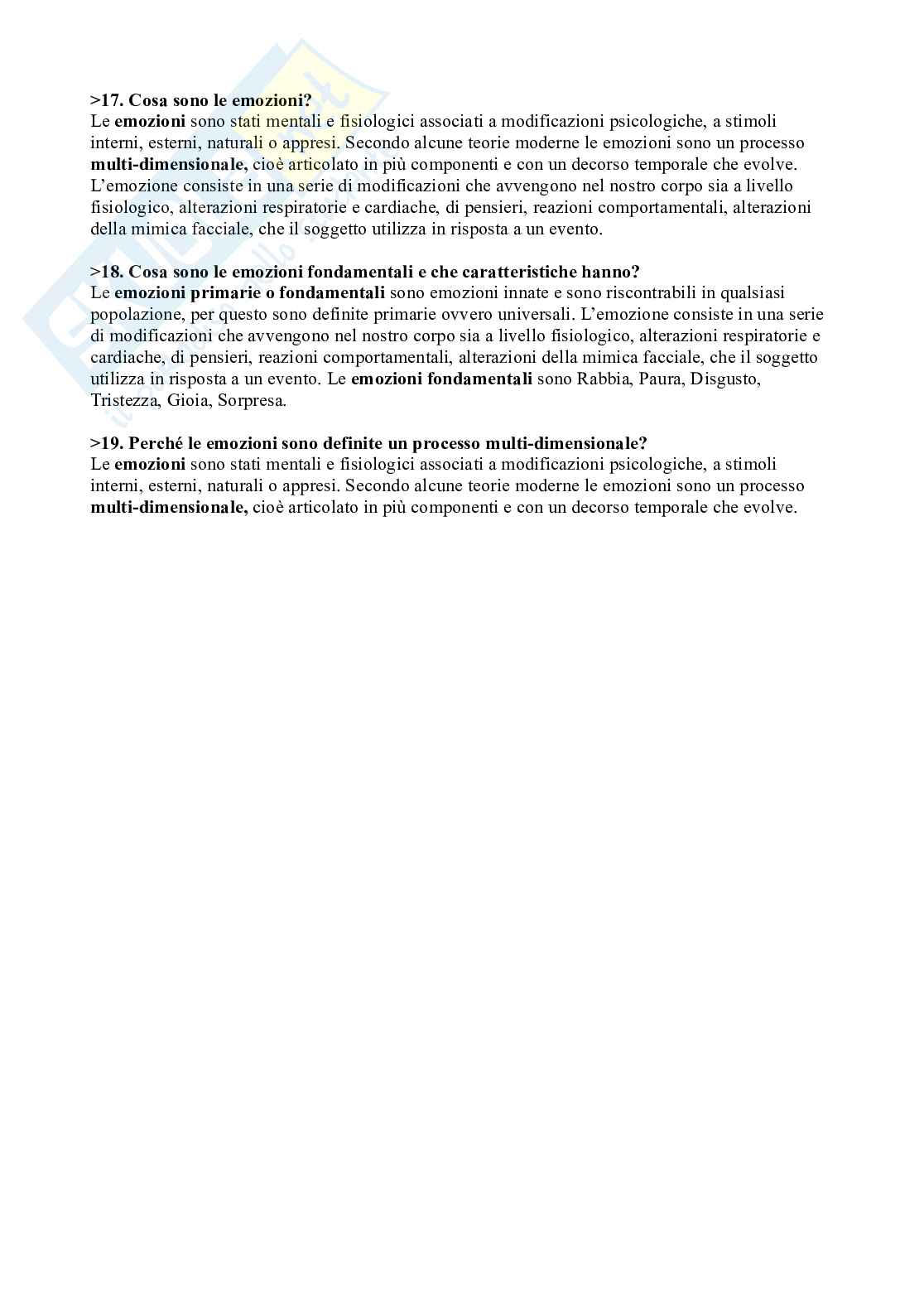 Paniere Psicologia dello sviluppo e psicologia dell'educazione, domande Pag. 76