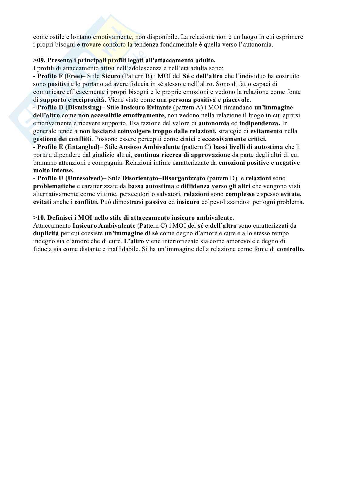Paniere Psicologia dello sviluppo e psicologia dell'educazione, domande Pag. 86