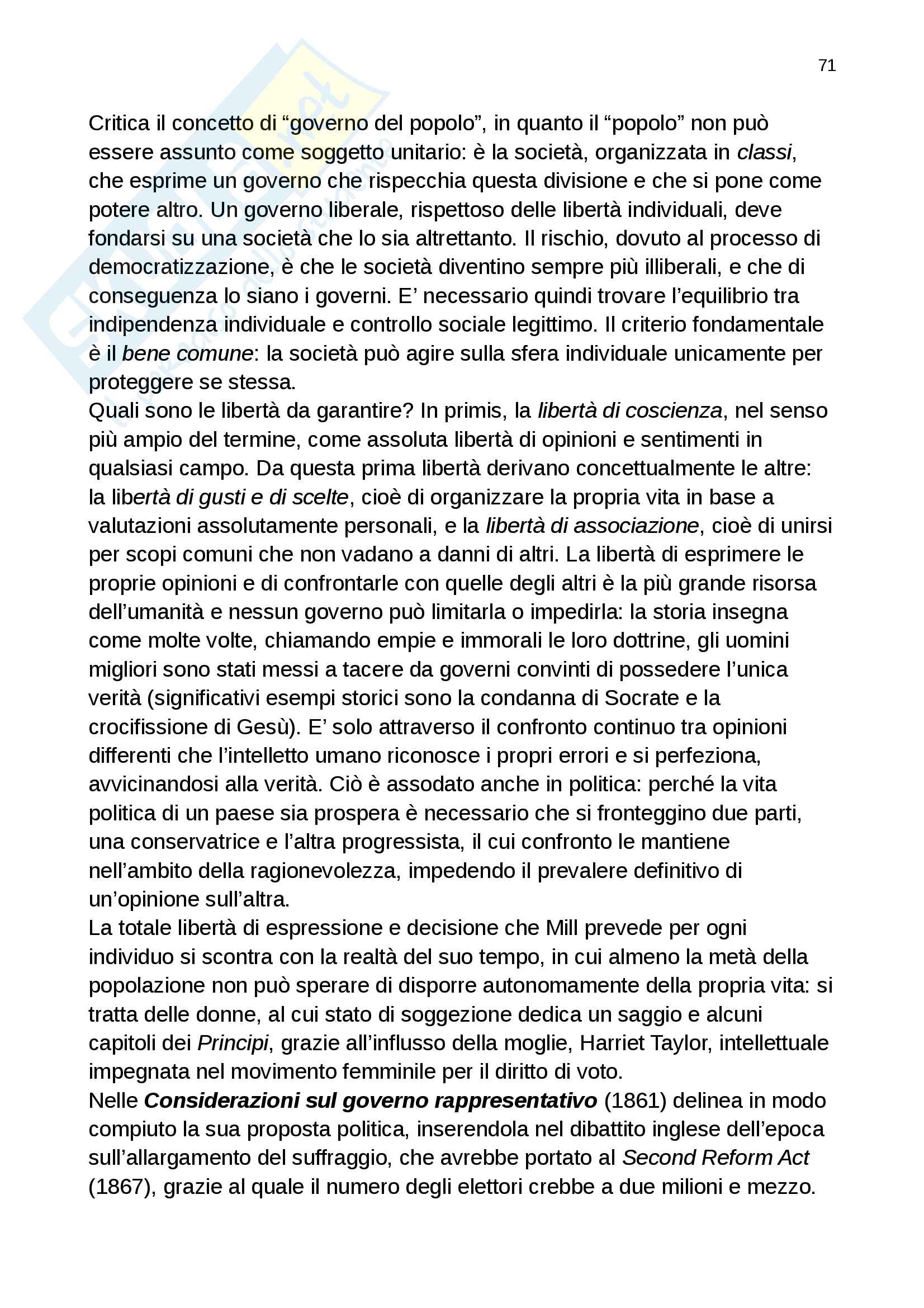 Riassunto esame Storia delle dottrine politiche, docente Scuccimarra, libri consigliati: "Storia e ragione politica", Gaetano Calabrò, "La politica e gli Stati", Raffaela Gherardi Pag. 71