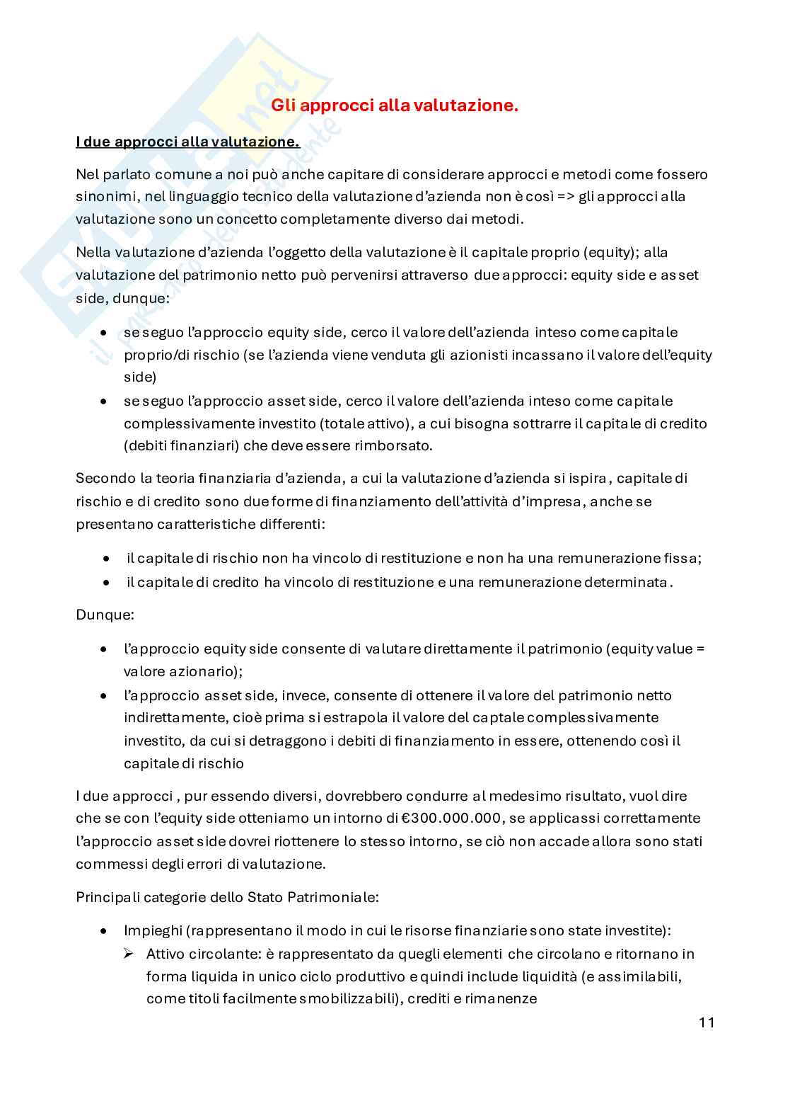 Appunti Valutazione d'azienda e di asset aziendali Pag. 11