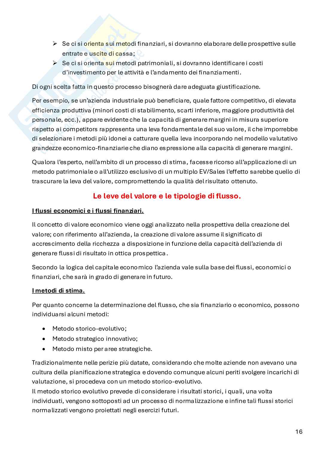 Appunti Valutazione d'azienda e di asset aziendali Pag. 16