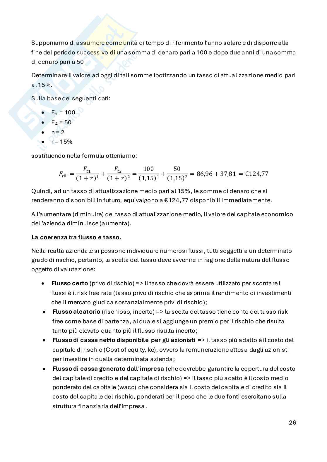 Appunti Valutazione d'azienda e di asset aziendali Pag. 26