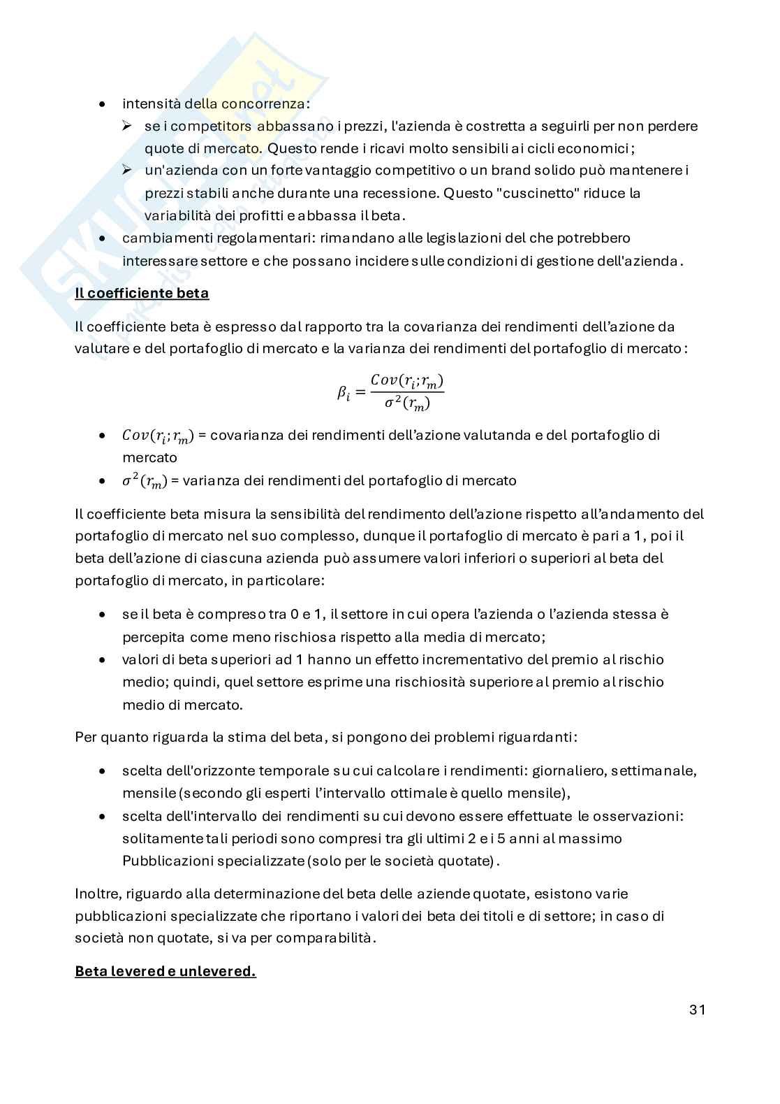 Appunti Valutazione d'azienda e di asset aziendali Pag. 31