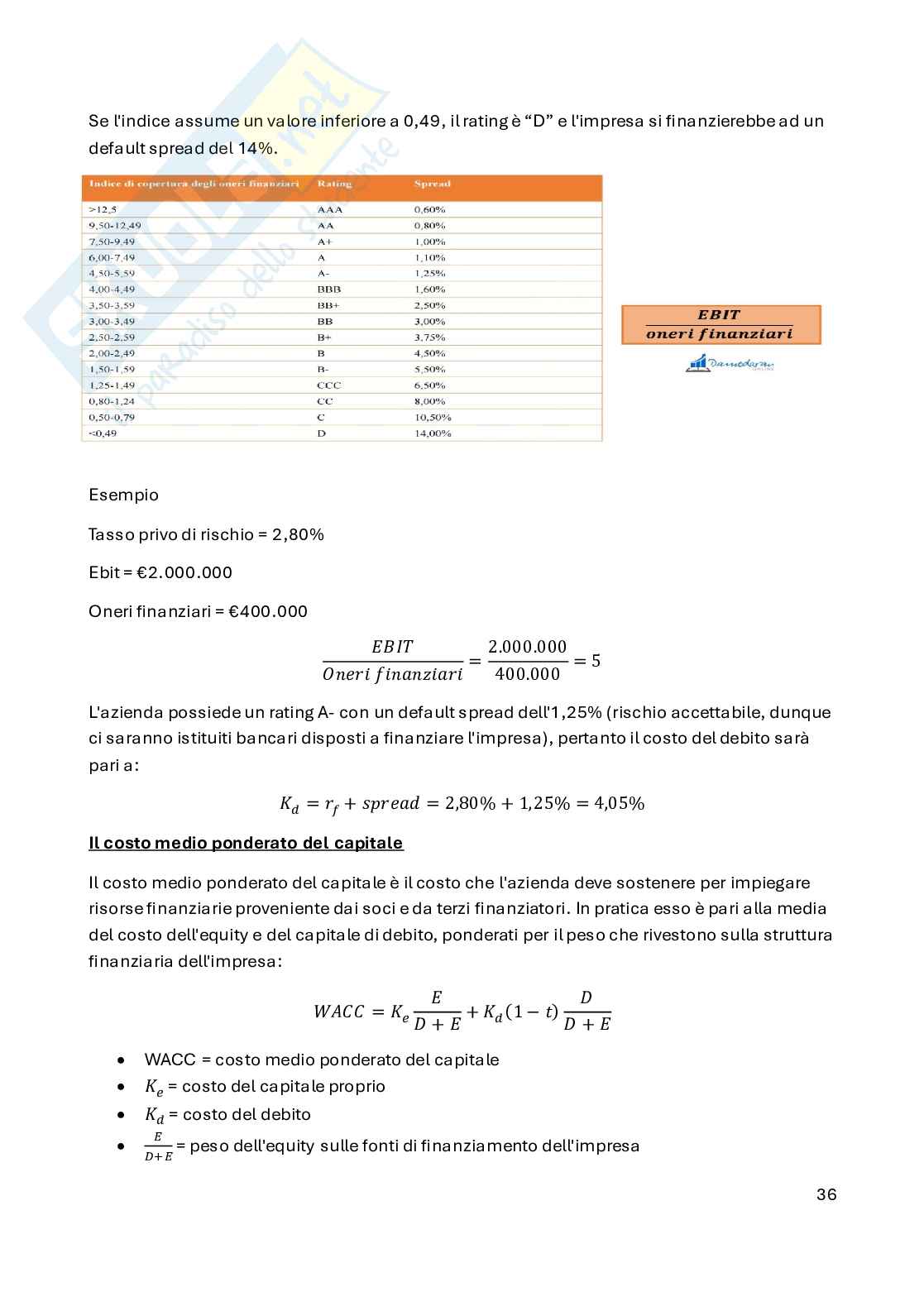 Appunti Valutazione d'azienda e di asset aziendali Pag. 36
