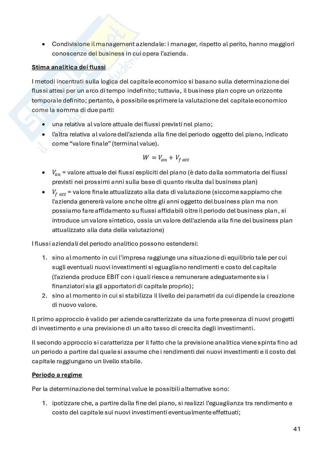 Appunti Valutazione d'azienda e di asset aziendali Pag. 41