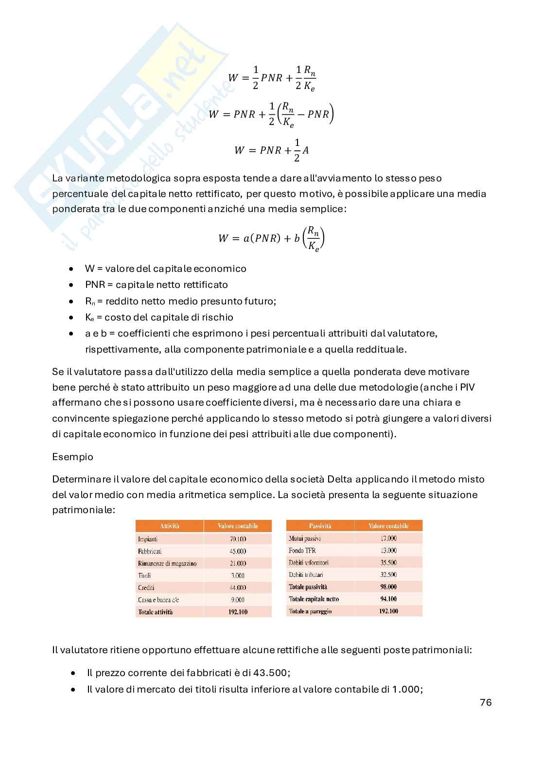 Appunti Valutazione d'azienda e di asset aziendali Pag. 76