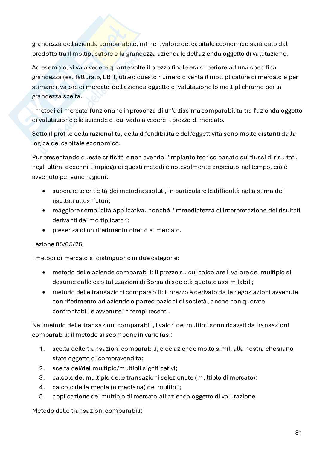 Appunti Valutazione d'azienda e di asset aziendali Pag. 81