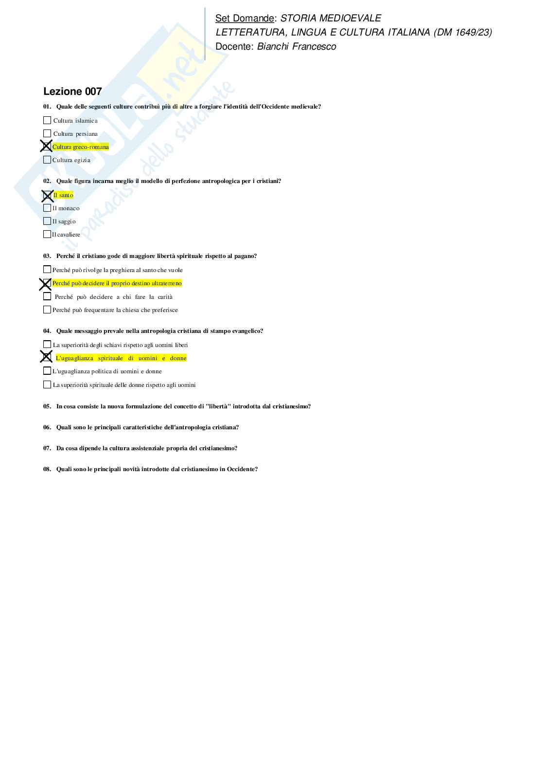 Risposte domande chiuse Storia medievale aggiornate 2026 Pag. 11