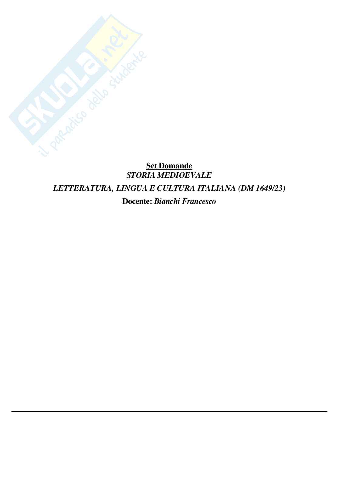 Risposte domande chiuse Storia medievale aggiornate 2026 Pag. 2