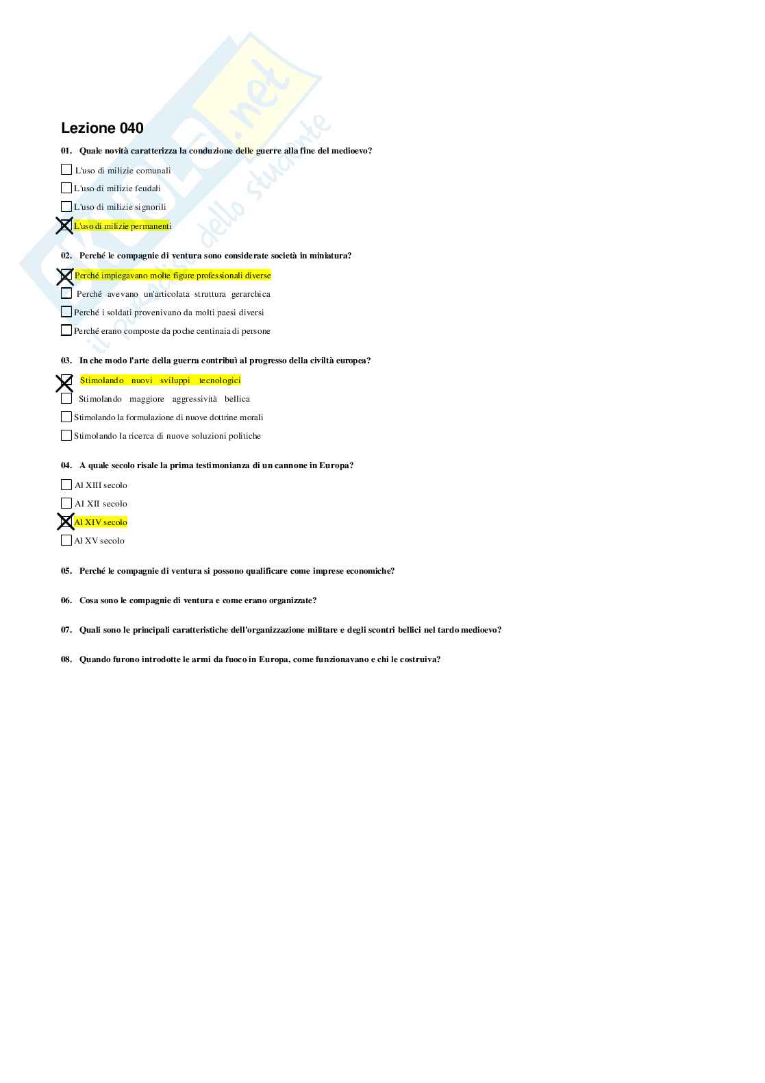 Risposte domande chiuse Storia medievale aggiornate 2026 Pag. 51