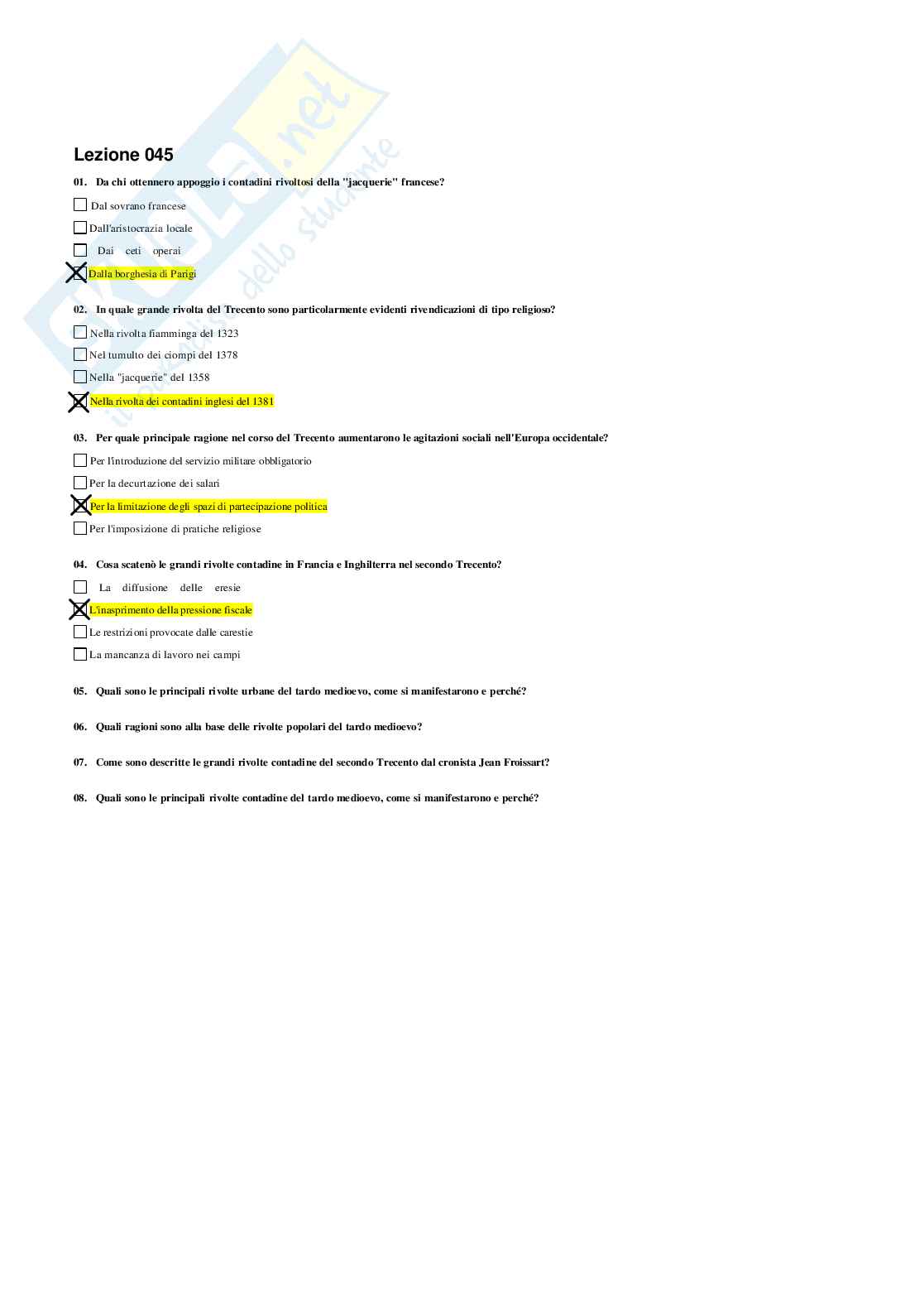 Risposte domande chiuse Storia medievale aggiornate 2026 Pag. 56
