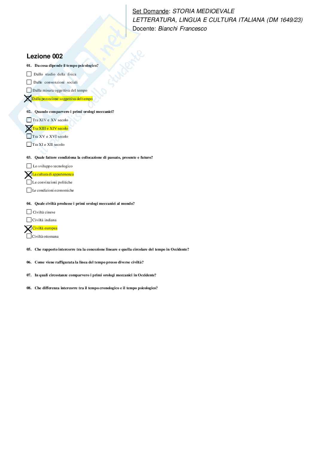 Risposte domande chiuse Storia medievale aggiornate 2026 Pag. 6