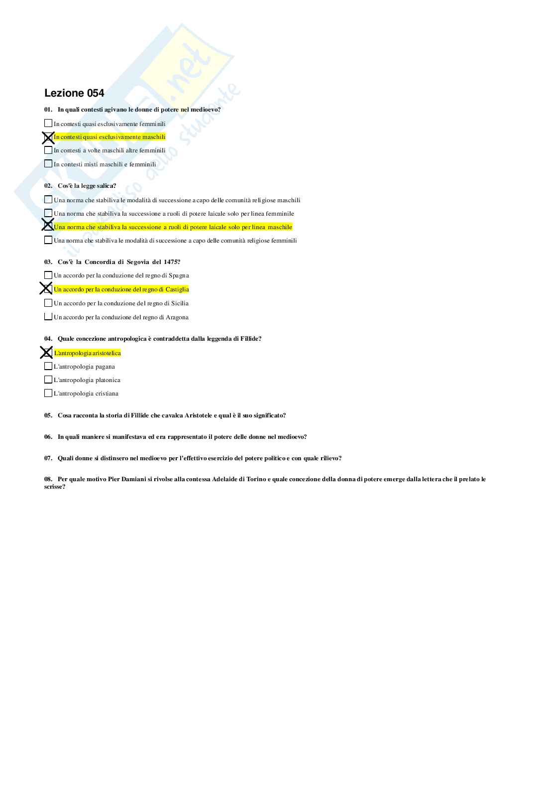 Risposte domande chiuse Storia medievale aggiornate 2026 Pag. 66