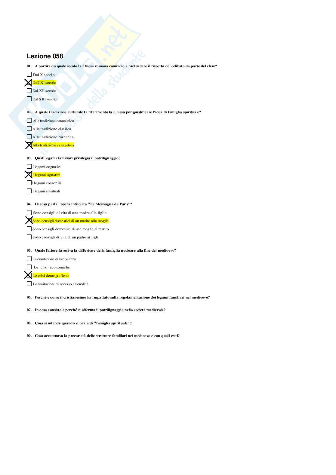 Risposte domande chiuse Storia medievale aggiornate 2026 Pag. 71