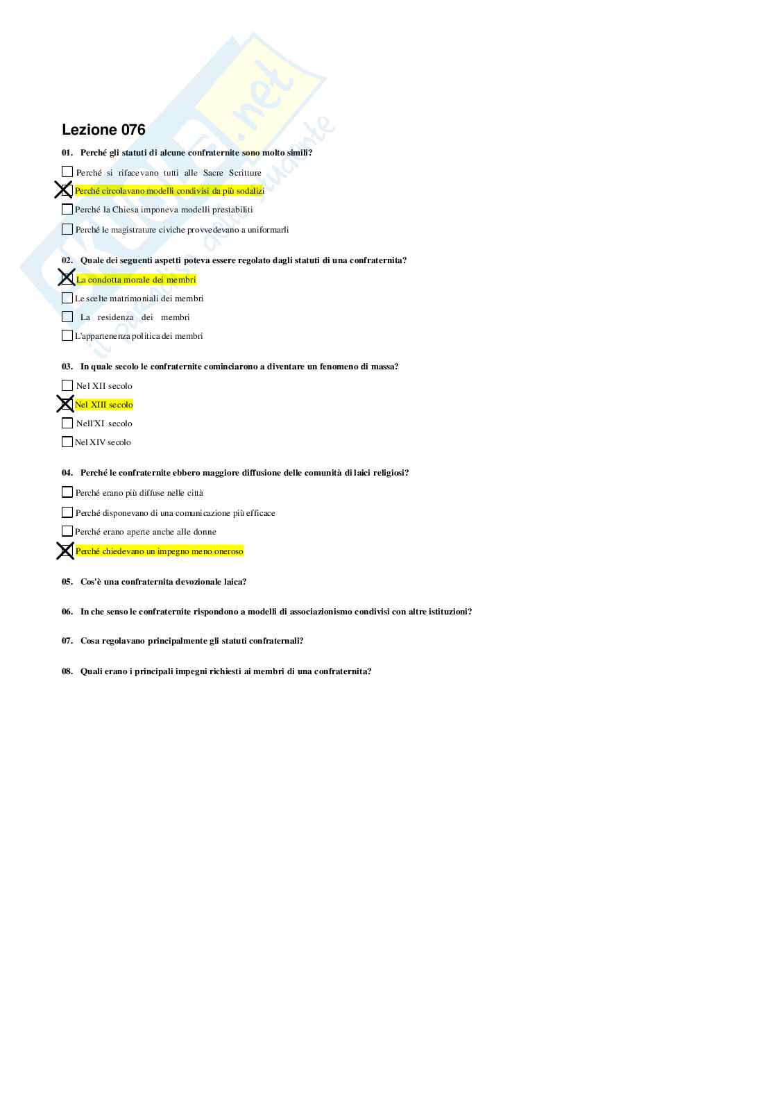 Risposte domande chiuse Storia medievale aggiornate 2026 Pag. 91
