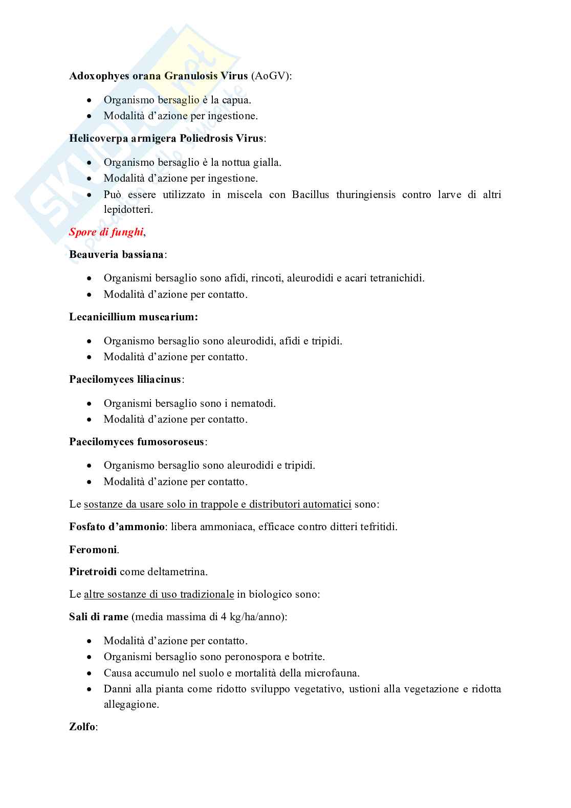 Appunti modulo Protezione dai fitofagi in biologico Pag. 6