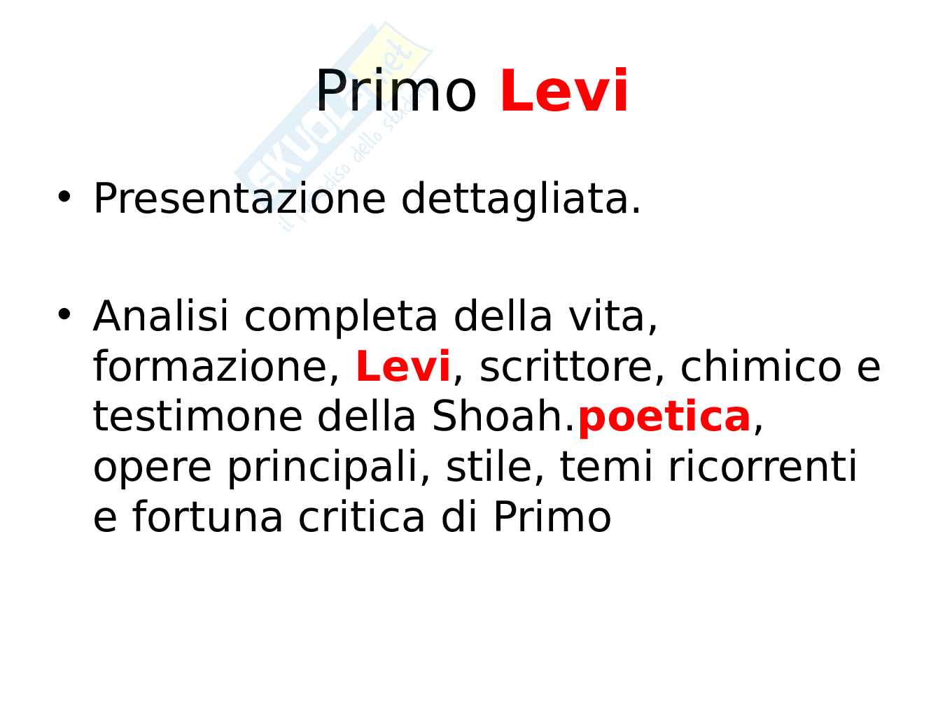 Primo Levi – Memoria, dignità e testimonianza dell’Olocausto Pag. 1