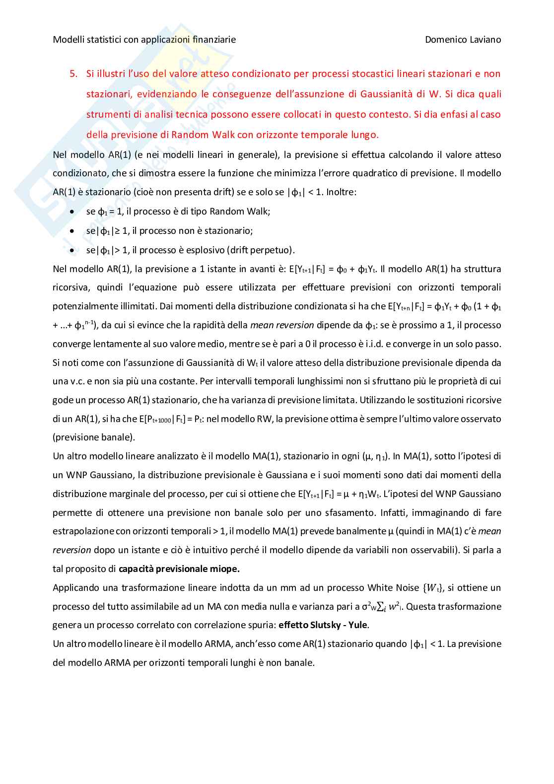 Appunti Modelli statistici con applicazioni finanziarie Pag. 6